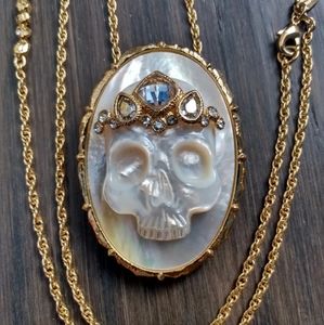 SOLD! Alexis Bittar Gilded Muse d'Ore Skull Cameo Pendant Necklace